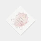 Elegantes rosa Wappen Erstkommunion Serviette (Ecke)