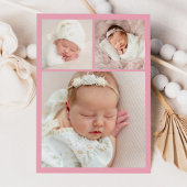 Elegantes rosa Wappen Monogram 4 Foto Birth Ankündigung