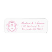 Elegantes rosa Wappen-Monogramm-Hochzeits-Rücksend (Vorne)