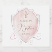 Elegantes rosa Wappen Taufe Alkoholflaschenetikett (Einzelnes Label)