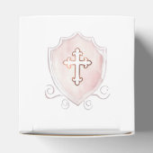 Elegantes rosa Wappen Taufe Cube Geschenkschachtel (Oben)