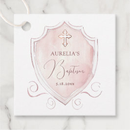 Elegantes rosa Wappen Taufe Geschenkanhänger