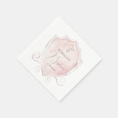 Elegantes rosa Wappen Taufe Serviette (Ecke)