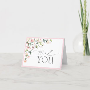 Elegantes rosa Wasserfarbe-Blumen-Script Dankeskarte