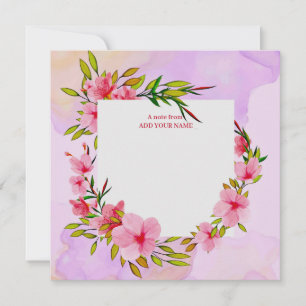 Elegantes rosa Wasserfarbe Botanisches Danke Mitteilungskarte