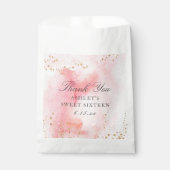 Elegantes Rosa Wasserfarbe Gold Sweet 16 Party Geschenktütchen (Vorderseite)