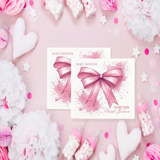 Elegantes rosa Wasserfarben-Band Serviette
