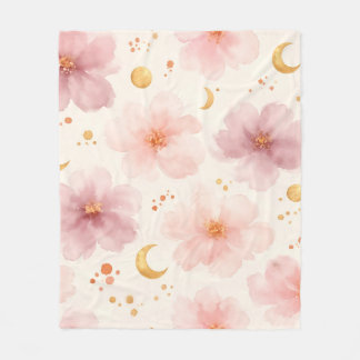 Elegantes rosa Wasserfarben-Blumenmuster Fleecedecke