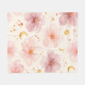 Elegantes rosa Wasserfarben-Blumenmuster Fleecedecke (Vorderseite (Horizontal))