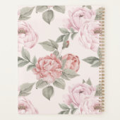 Elegantes Rosa Wasserfarben Florals Personalisiert Planer (Rückseite)