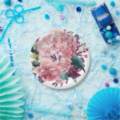 Elegantes rosa Wasserfarben | Hydrangeas Pappteller (Party)