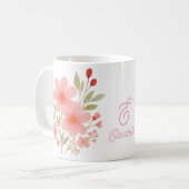 Elegantes rosa Wasserfarben Mit Monogramm Kaffeetasse (Vorderseite Links)