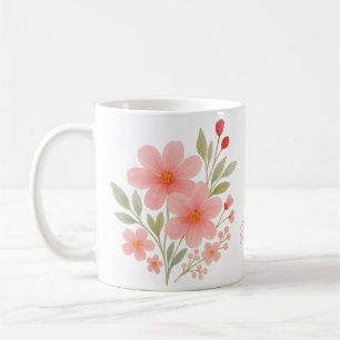 Elegantes rosa Wasserfarben Mit Monogramm Kaffeetasse
