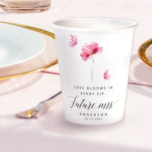 Elegantes rosa Wasserfarben Pappbecher