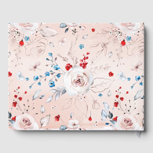 Elegantes rosa Wasserfarben Rustikales Blumenkraut Gästebuch (Rückseite)