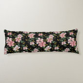 Elegantes rosa Wasserfarben Schwarzes Botanisches  Seitenschläferkissen (Rückseite)