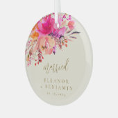 Elegantes rosa Wasserfarben Verheiratet Ornament Aus Glas (Vorderseite links)