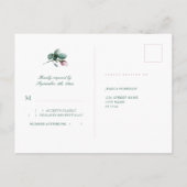 Elegantes rosa Watercolor Magnolia Wedding RSVP Postkarte (Rückseite)