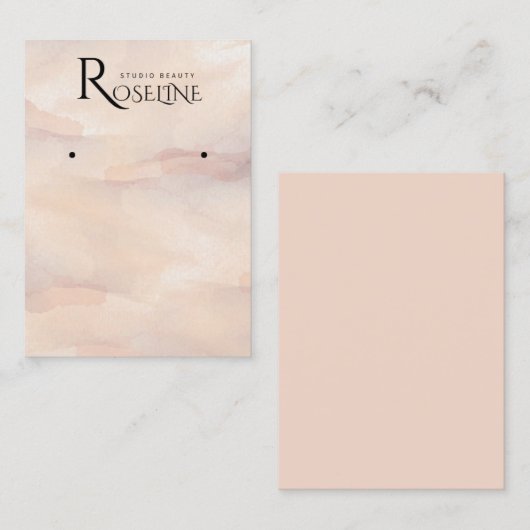 Elegantes, rosa Watercolor-Ohrring-Display Visitenkarte (Vorne/Hinten)