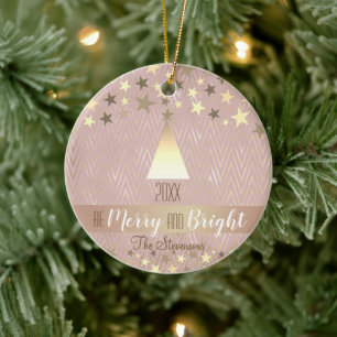 Elegantes rosa Weihnachten Keramik Ornament