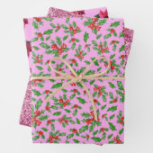 Elegantes rosa Weihnachten Modernes Muster Geschenkpapier Set (Beispiel)