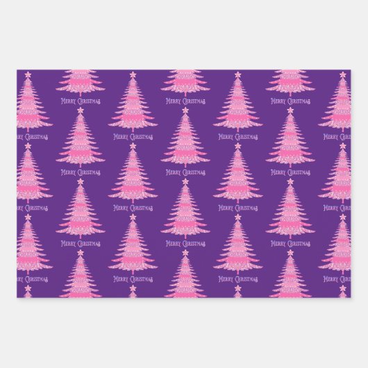 Elegantes, rosa Weihnachtsbaumgeschenk Geschenkpapier Set (Vorderseite)