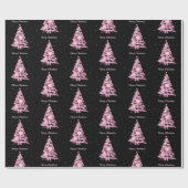 Elegantes rosa Weihnachtsbaummuster Schwarz Geschenkpapier (Flach)