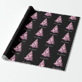 Elegantes rosa Weihnachtsbaummuster Schwarz Geschenkpapier (Ungerollt)