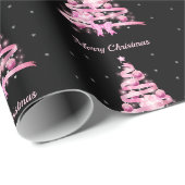 Elegantes rosa Weihnachtsbaummuster Schwarz Geschenkpapier (Rolleneckpunkt)