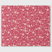 Elegantes rosa Weihnachtsmuster| Wrackpapier Geschenkpapier (Flach)