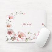 Elegantes Rosa-Weiß-Blumen-Mauspad Mousepad (Mit Mouse)