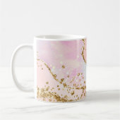 Elegantes Rosa & Weiß & Imitate Gold Glitzer Agate Kaffeetasse (Links)