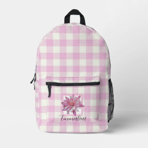 Elegantes rosa weiß kariertes Blumenmuster persona Bedruckter Rucksack