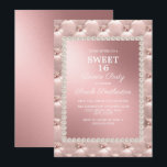 Elegantes Rosa Weiß Sweet 16 Dance Party Einladung<br><div class="desc">Elegante und schicke,  dekorative metallische Rosa und Weiß Sweet 16 Dance Party Einladung für Mädchen.</div>