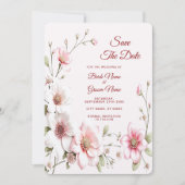 Elegantes Rosa Weiße Blüte Save the Date (Vorderseite)