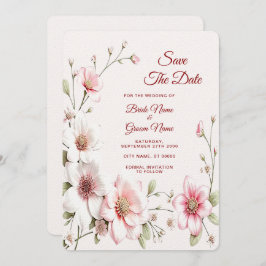 Elegantes Rosa Weiße Blüte Save the Date