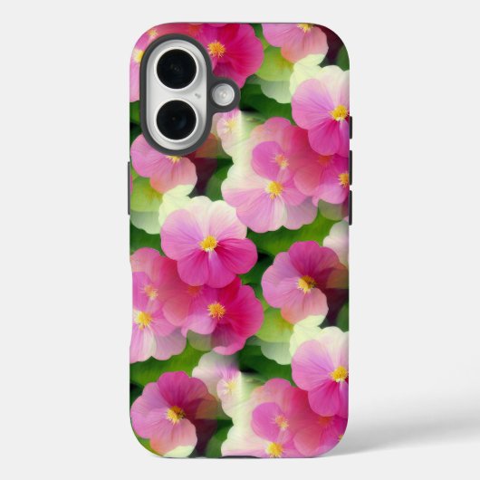 Elegantes rosa-weiße Eingeweihte Blume-Muster Case-Mate iPhone Hülle (Rückseite)