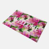 Elegantes rosa-weiße Eingeweihte Blume-Muster Fußmatte (Schrägansicht)