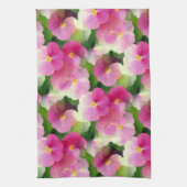 Elegantes rosa-weiße Eingeweihte Blume-Muster Geschirrtuch (Vertikal)