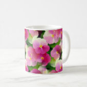 Elegantes rosa-weiße Eingeweihte Blume-Muster Kaffeetasse (VorderseiteRechts)