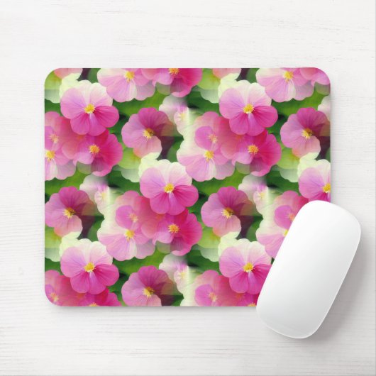 Elegantes rosa-weiße Eingeweihte Blume-Muster Mousepad (Mit Mouse)