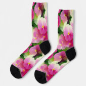 Elegantes rosa-weiße Eingeweihte Blume-Muster Socken (Linkes Detail)