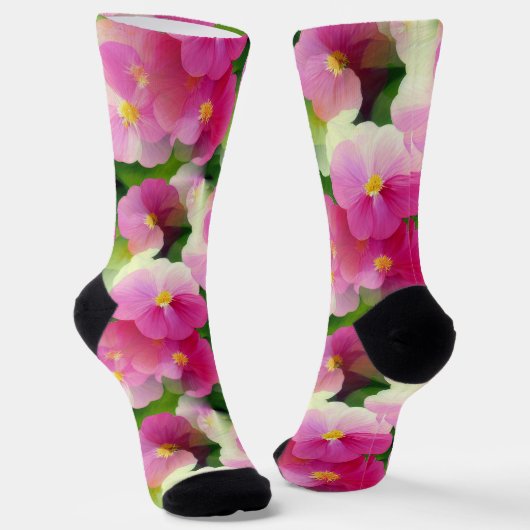Elegantes rosa-weiße Eingeweihte Blume-Muster Socken (Gewinkelt)