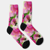 Elegantes rosa-weiße Eingeweihte Blume-Muster Socken (Rechts)