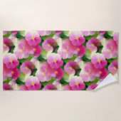 Elegantes rosa-weiße Eingeweihte Blume-Muster Strandtuch (Vorderseite)