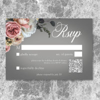 Elegantes Rosa Weiße Rose Grau Wedding QR