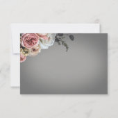Elegantes Rosa Weiße Rose Grau Wedding QR RSVP Karte (Rückseite)