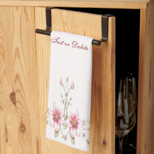 Elegantes rosa weißes Blumen-Kuchentuch Geschirrtuch