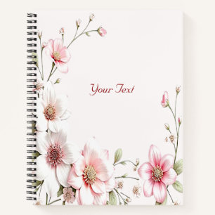 Elegantes rosa weißes Blumen Notizbuch