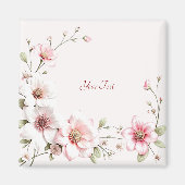 Elegantes rosa weißes Blumenmagnet Magnet (Vorne)